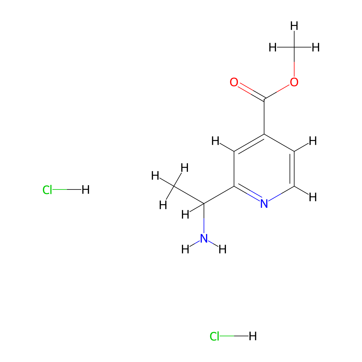 Methyl 2-(1-aminoethyl)pyridine-4-carboxylate dihydrochloride molecular structure, CAS 2758002-10-5