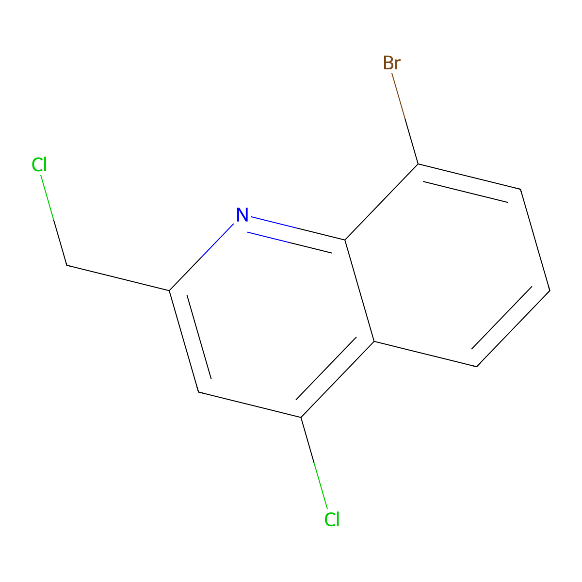 8-Bromo-4-chloro-2-(chloromethyl)quinoline molecular structure, CAS 2758002-11-6