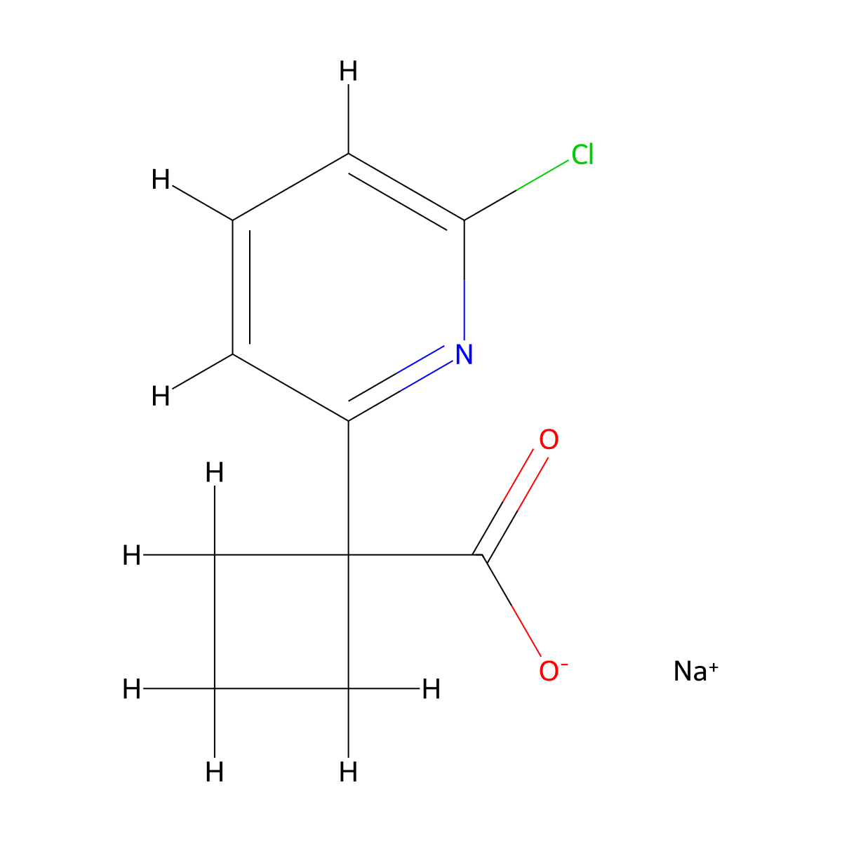 Sodium 1-(6-chloropyridin-2-yl)cyclobutane-1-carboxylate molecular structure, CAS 2758002-12-7