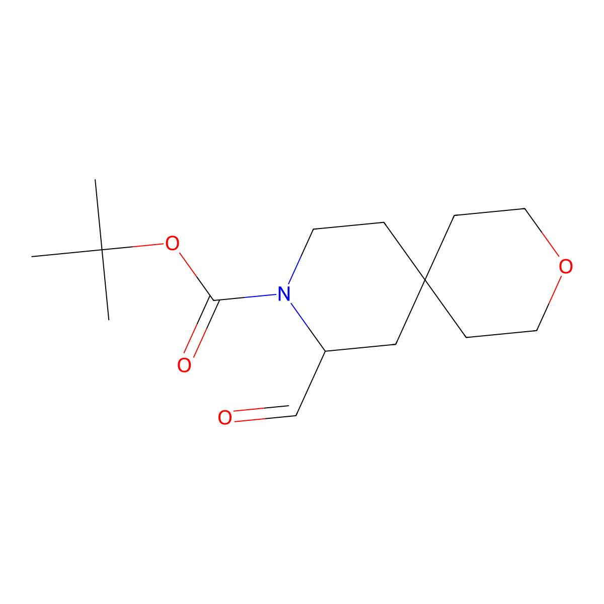 Tert-butyl 8-formyl-3-oxa-9-azaspiro[5.5]undecane-9-carboxylate molecular structure, CAS 2758002-14-9