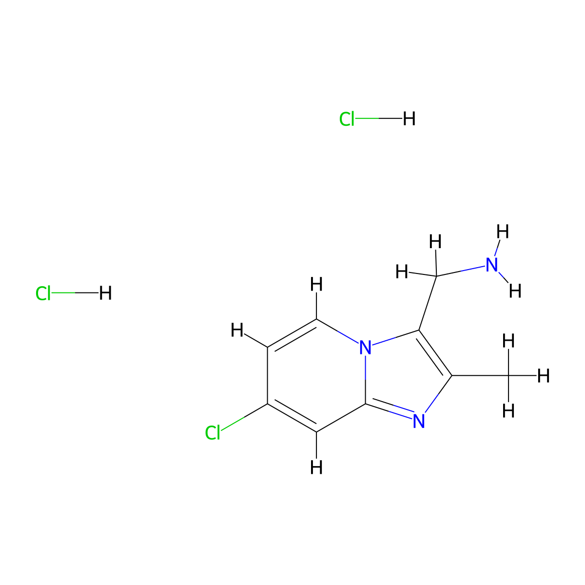 1-{7-Chloro-2-methylimidazo[1,2-a]pyridin-3-yl}methanaminedihydrochloride molecular structure, CAS 2758002-20-7
