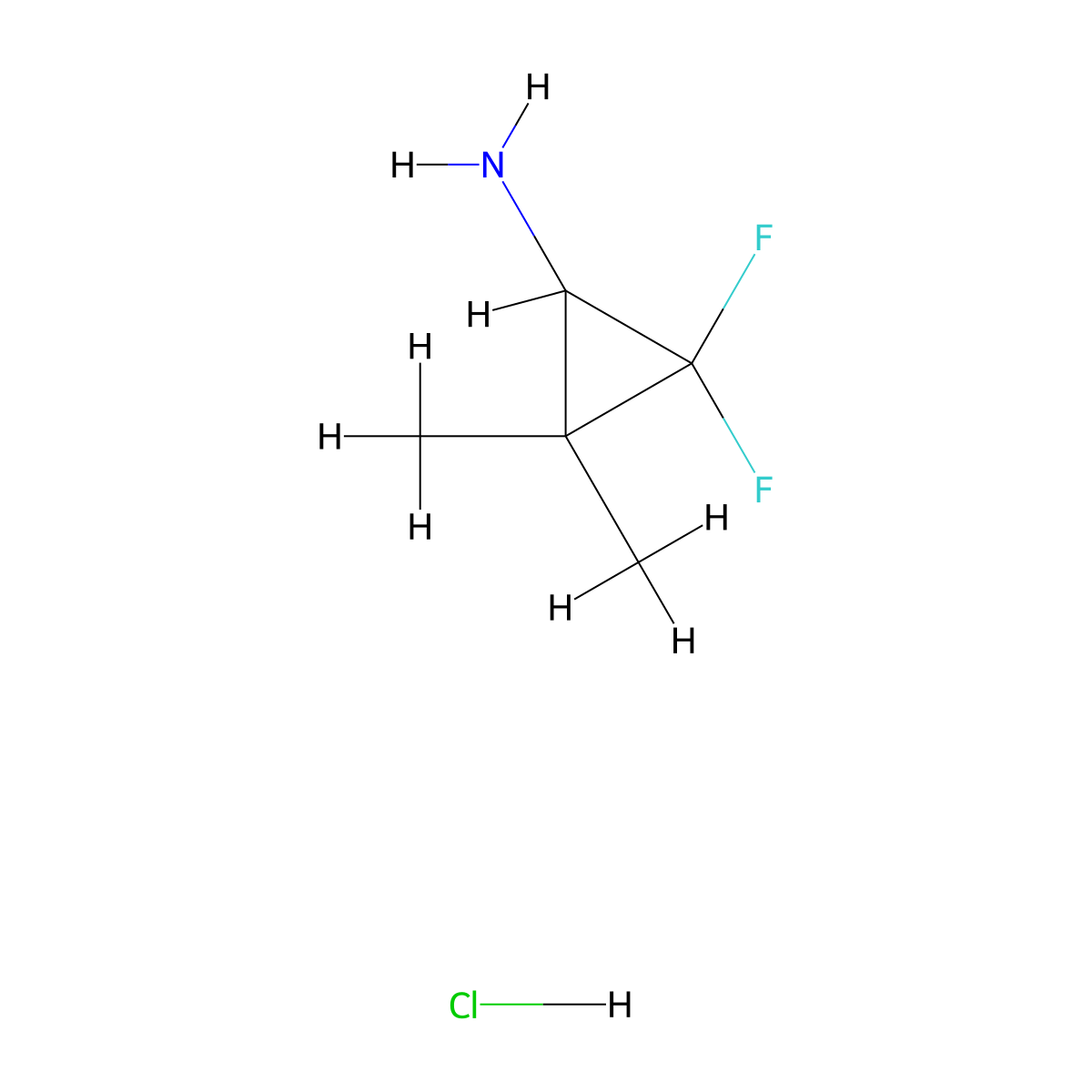 2,2-Difluoro-3,3-dimethylcyclopropan-1-amine hydrochloride molecular structure, CAS 2758002-25-2