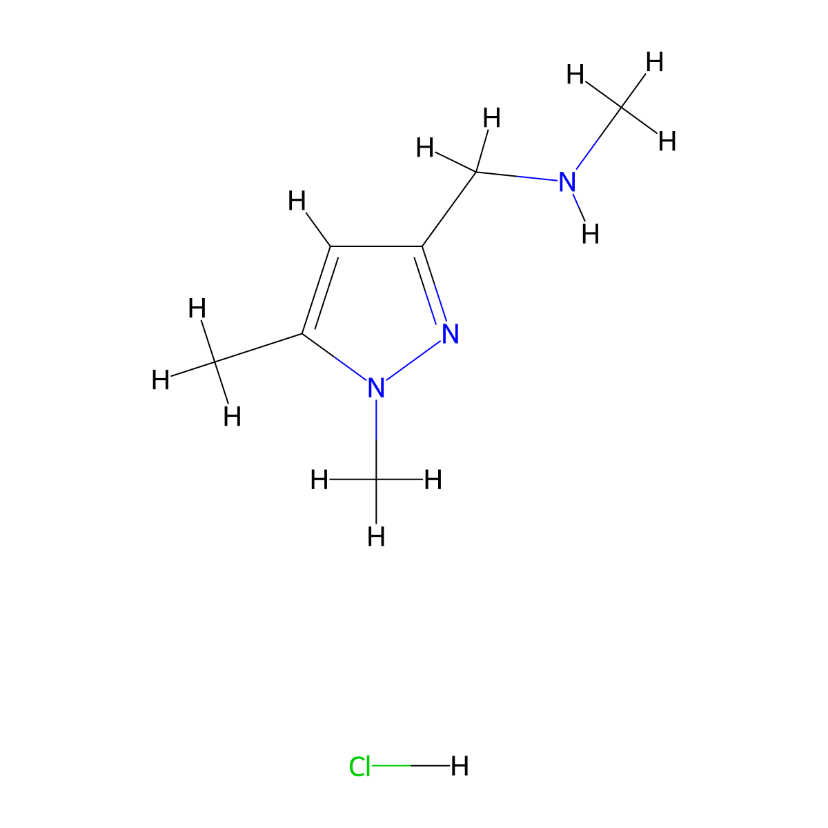 [(1,5-dimethyl-1H-pyrazol-3-yl)methyl](methyl)amine hydrochloride molecular structure, CAS 2758002-30-9