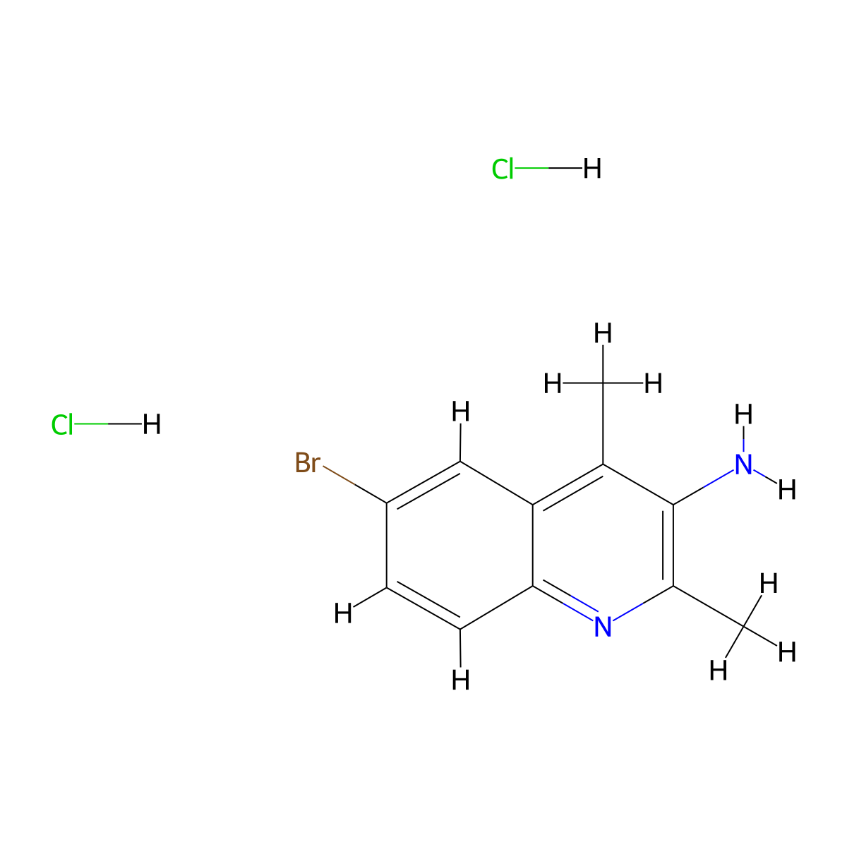 6-Bromo-2,4-dimethylquinolin-3-amine dihydrochloride molecular structure, CAS 2758002-34-3