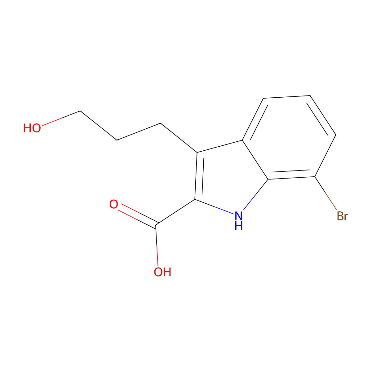 7-bromo-3-(3-hydroxypropyl)-1H-indole-2-carboxylic acid molecular structure, CAS 2758002-38-7