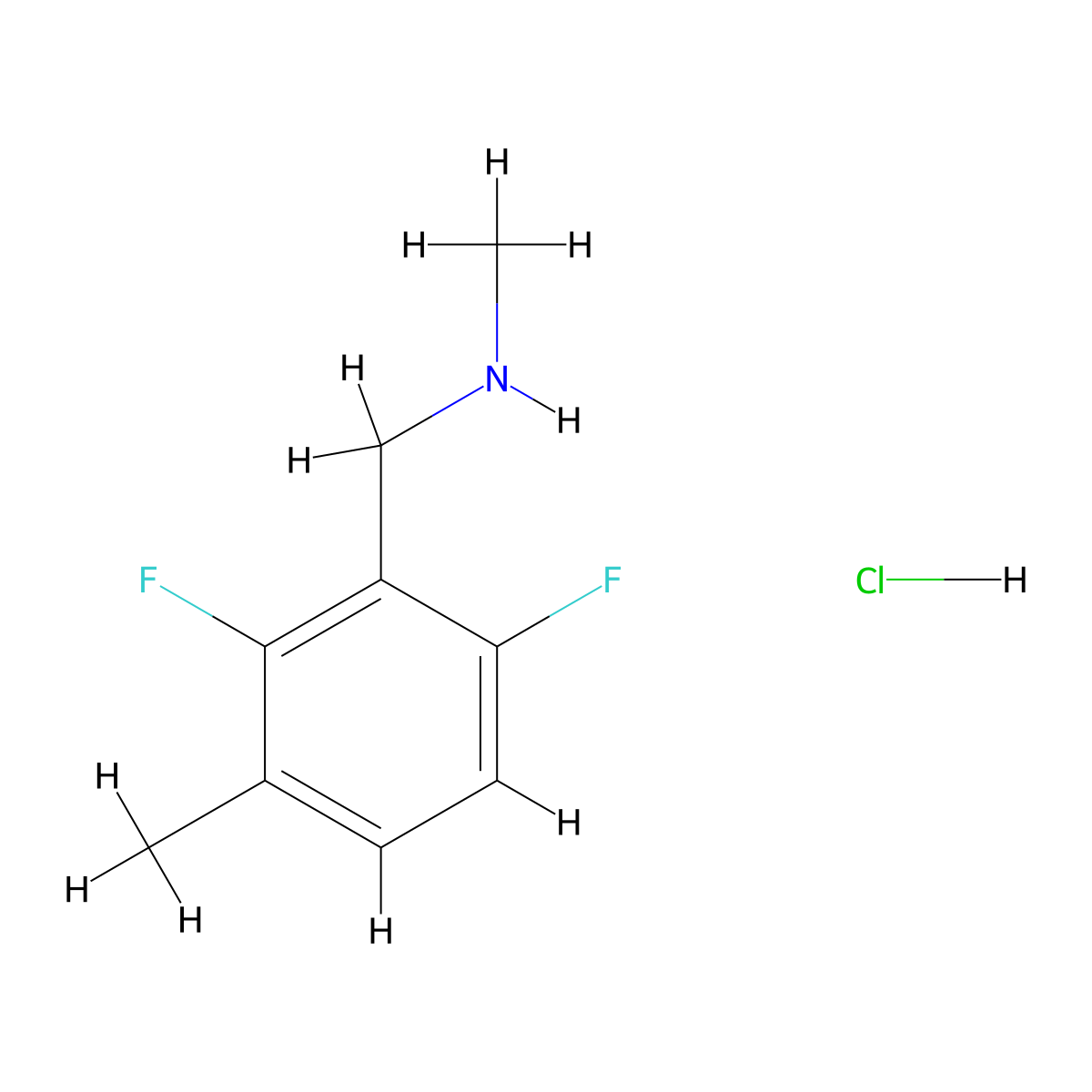[(2,6-Difluoro-3-methylphenyl)methyl](methyl)amine hydrochloride molecular structure, CAS 2758002-41-2