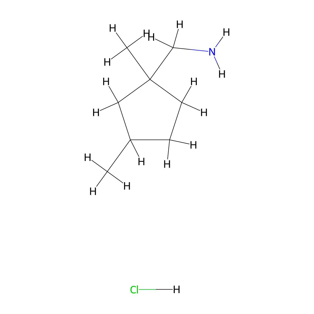 (1,3-Dimethylcyclopentyl)methanamine hydrochloride molecular structure, CAS 2758002-44-5