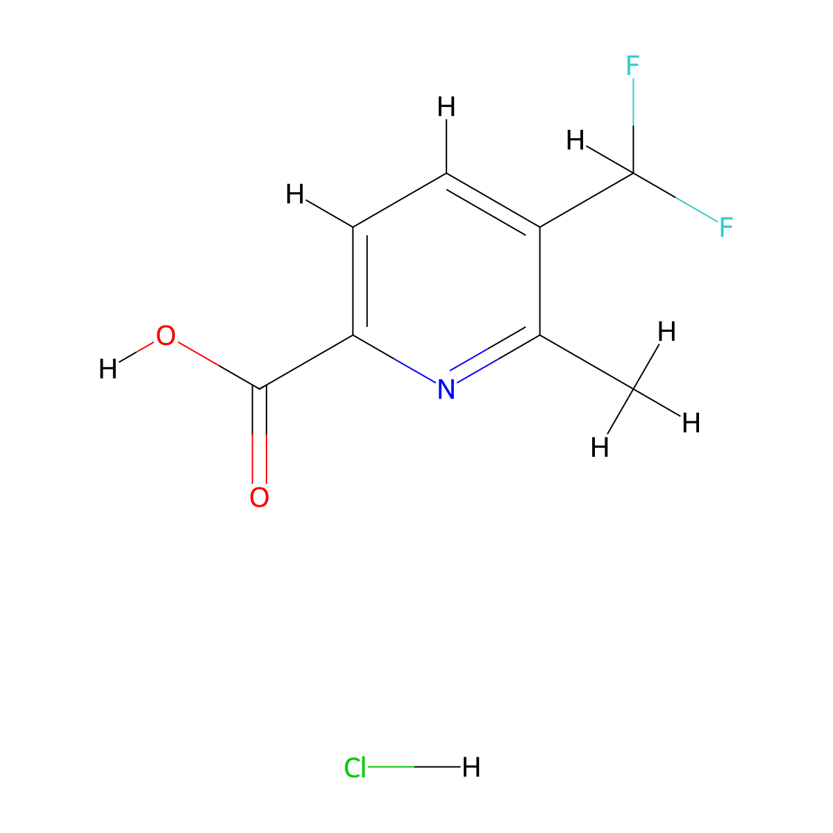 5-(Difluoromethyl)-6-methylpyridine-2-carboxylic acid hydrochloride molecular structure, CAS 2758002-47-8