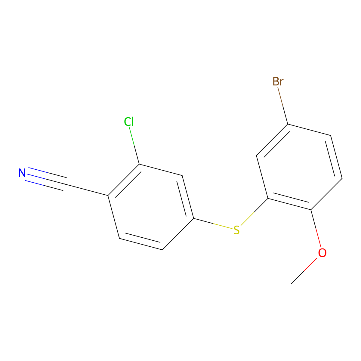 4-[(5-Bromo-2-methoxyphenyl)sulfanyl]-2-chlorobenzonitrile molecular structure, CAS 2758002-48-9