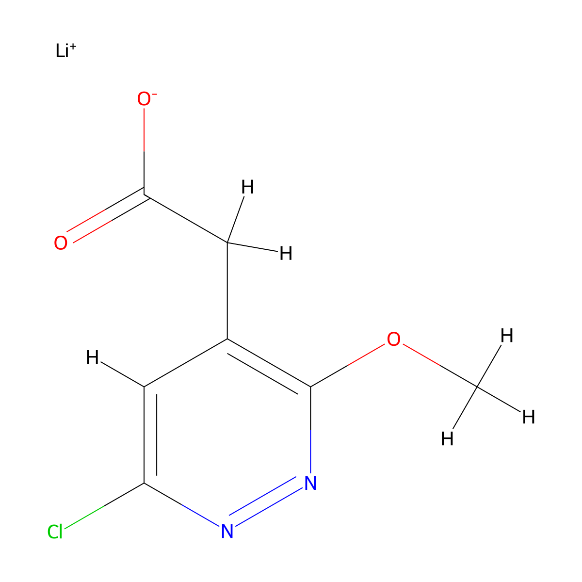Lithium(1+) 2-(6-chloro-3-methoxypyridazin-4-yl)acetate molecular structure, CAS 2758002-49-0