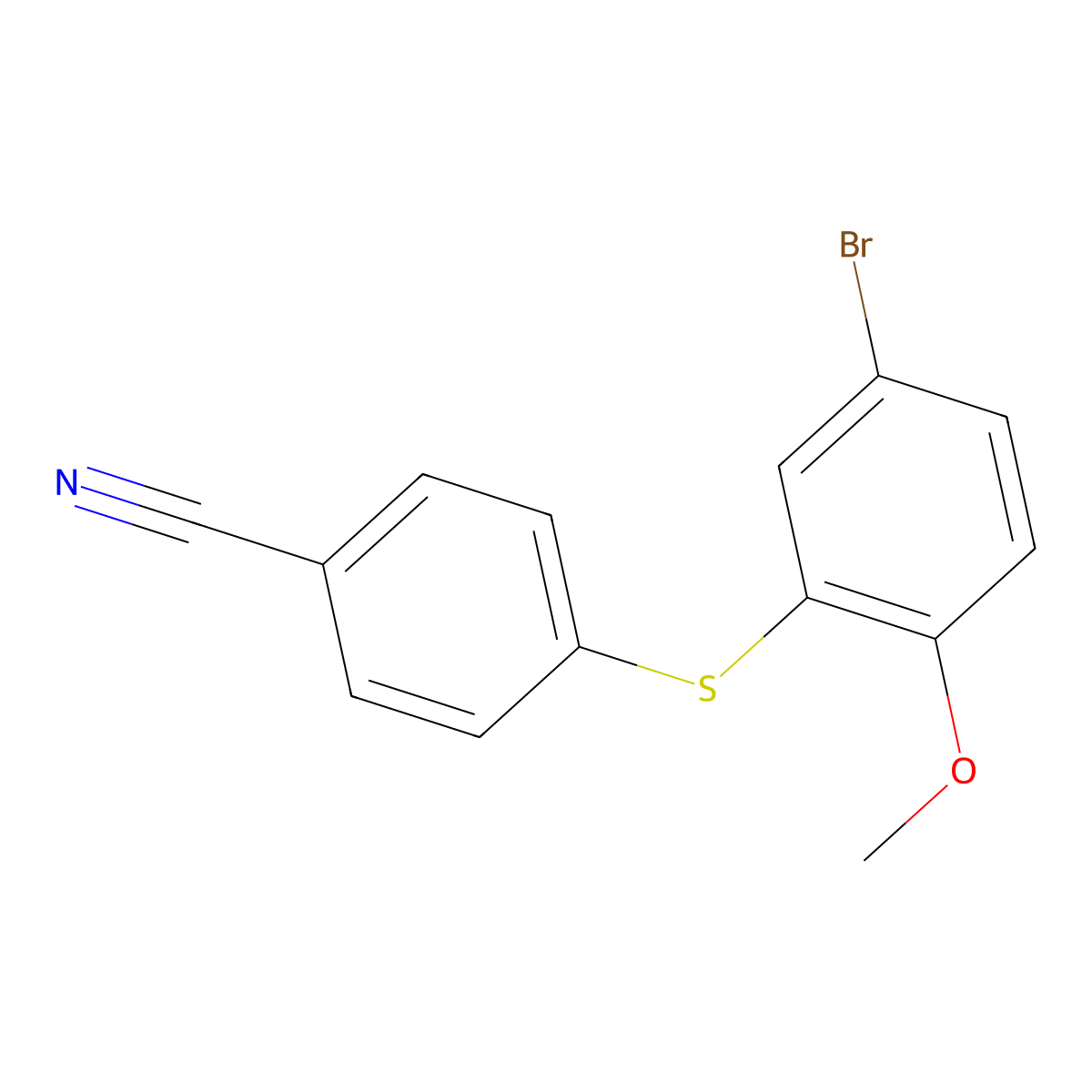 4-[(5-Bromo-2-methoxyphenyl)sulfanyl]benzonitrile molecular structure, CAS 2758002-50-3