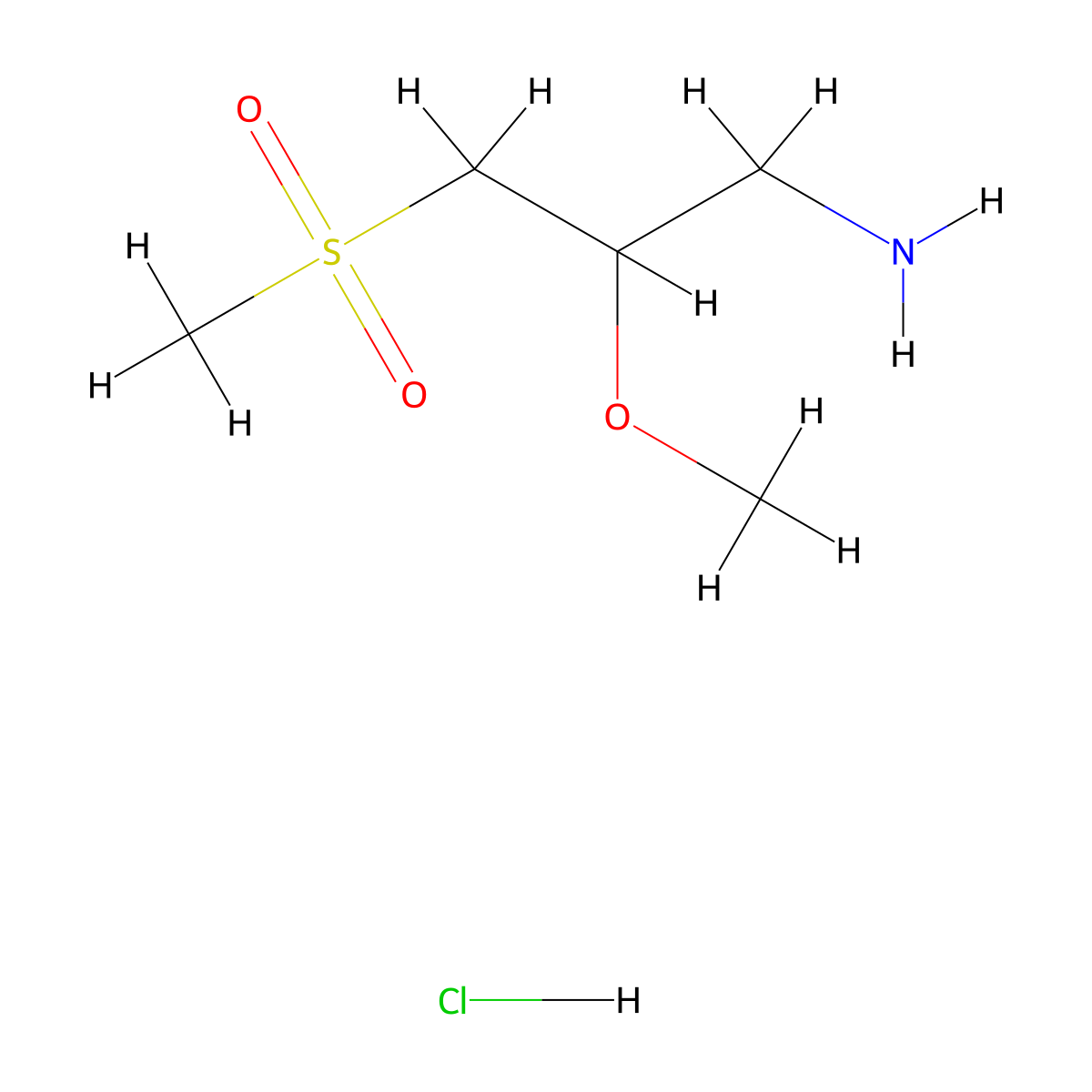 3-Methanesulfonyl-2-methoxypropan-1-amine hydrochloride molecular structure, CAS 2758002-52-5
