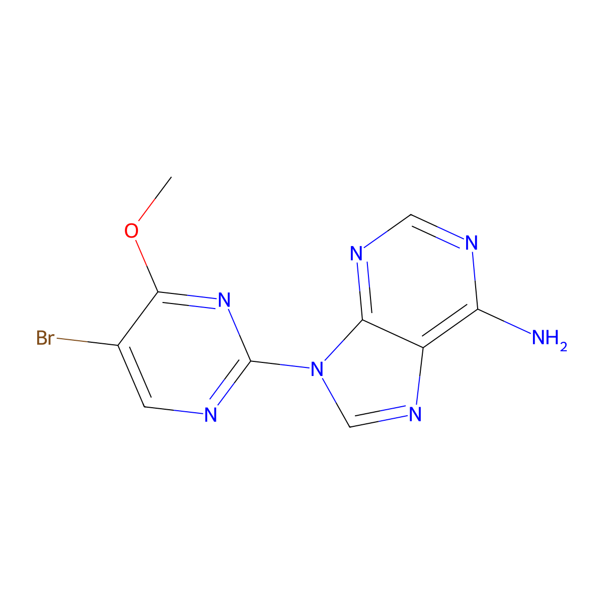 9-(5-bromo-4-methoxypyrimidin-2-yl)-9H-purin-6-amine molecular structure, CAS 2758002-53-6