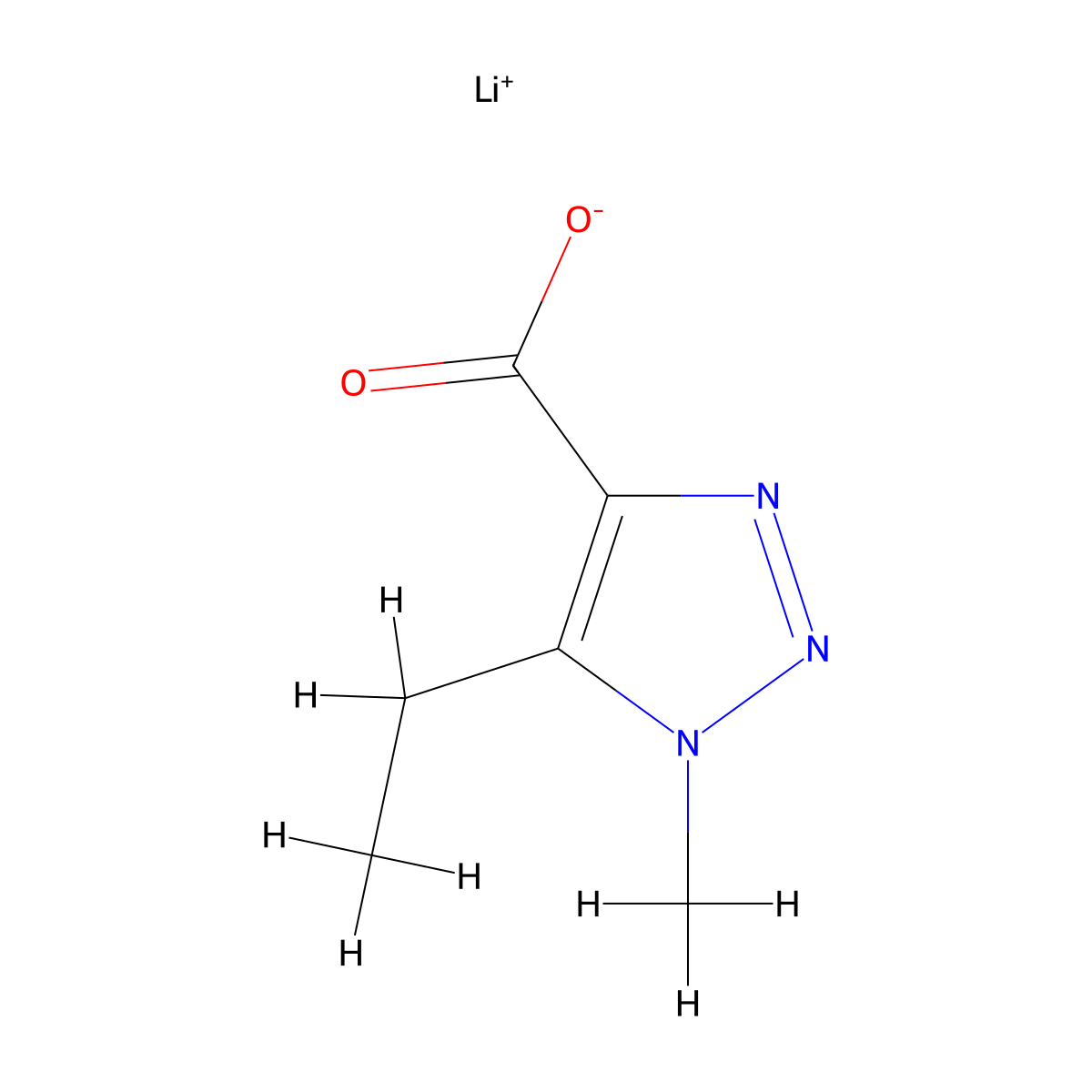 lithium(1+)5-ethyl-1-methyl-1H-1,2,3-triazole-4-carboxylate molecular structure, CAS 2758002-57-0