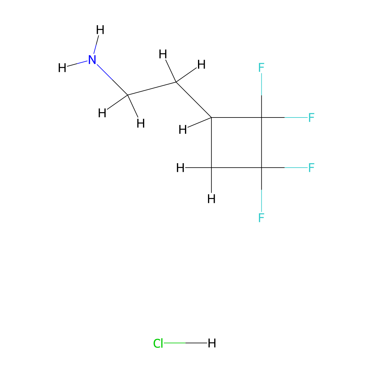 2-(2,2,3,3-Tetrafluorocyclobutyl)ethan-1-amine hydrochloride molecular structure, CAS 2758002-58-1