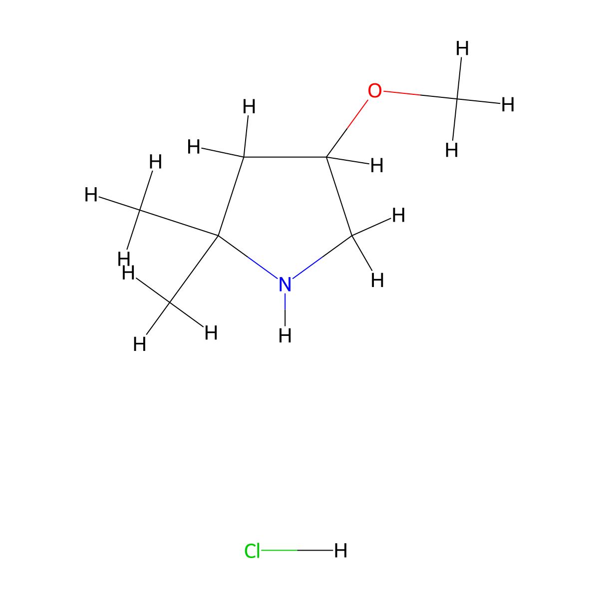 4-Methoxy-2,2-dimethylpyrrolidine hydrochloride molecular structure, CAS 2758002-59-2