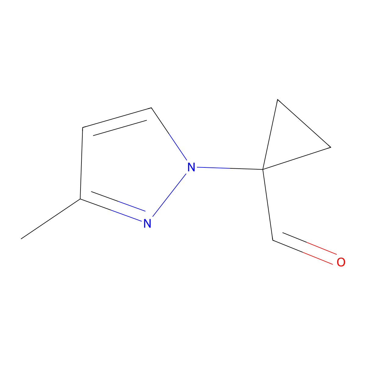 1-(3-methyl-1H-pyrazol-1-yl)cyclopropane-1-carbaldehyde molecular structure, CAS 2758002-68-3