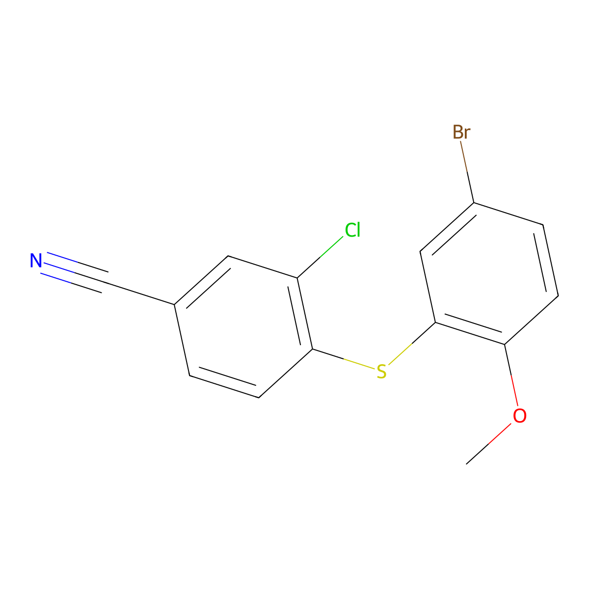 4-[(5-Bromo-2-methoxyphenyl)sulfanyl]-3-chlorobenzonitrile molecular structure, CAS 2758002-70-7