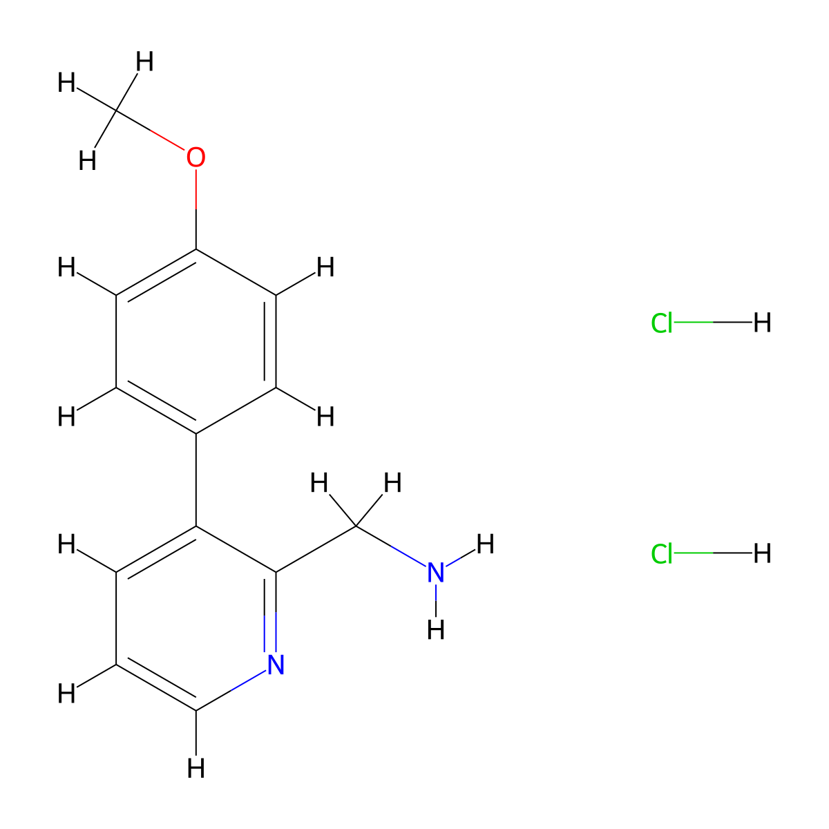 1-[3-(4-Methoxyphenyl)pyridin-2-yl]methanamine dihydrochloride molecular structure, CAS 2758002-71-8
