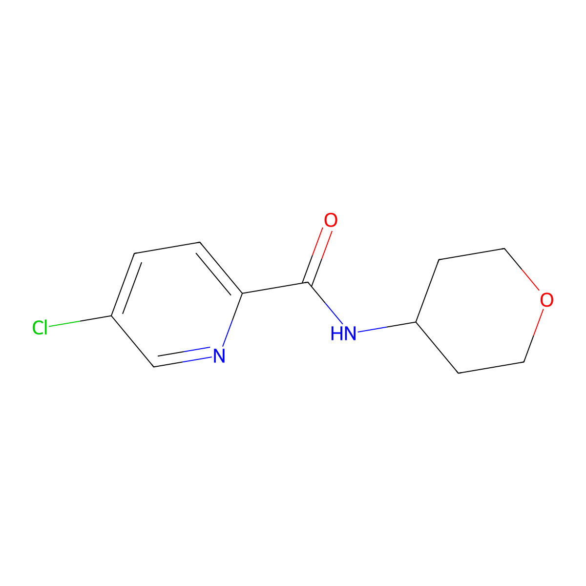 5-chloro-N-(oxan-4-yl)pyridine-2-carboxamide molecular structure, CAS 2758002-73-0