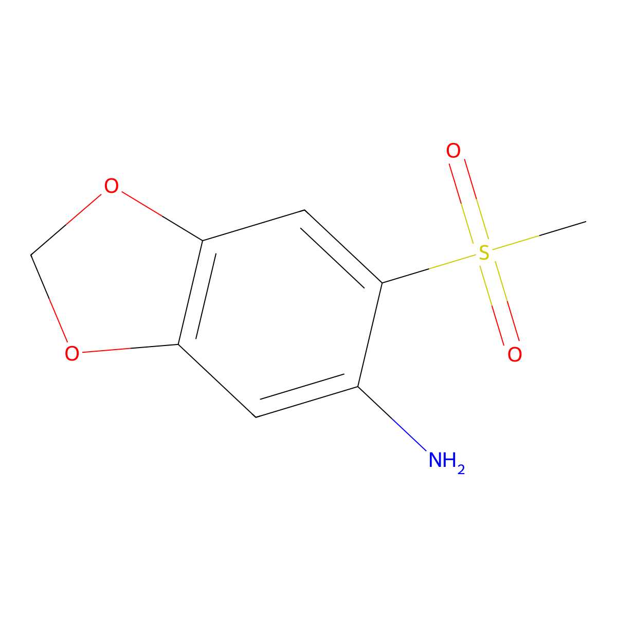 6-Methanesulfonyl-1,3-dioxaindan-5-amine molecular structure, CAS 2758002-74-1