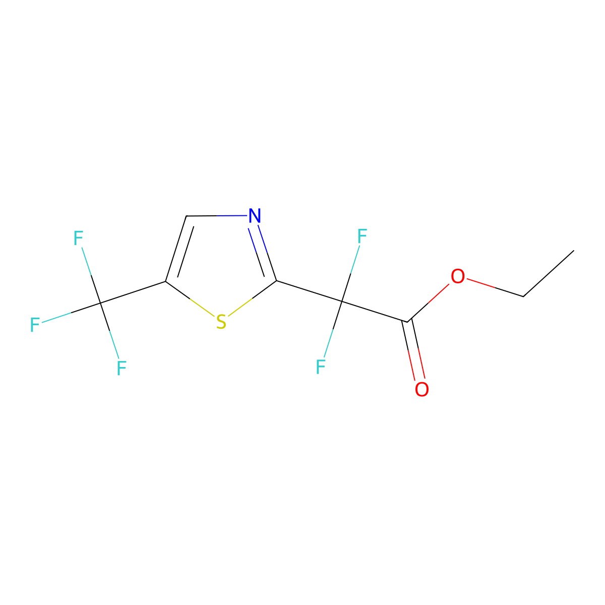 Ethyl2,2-difluoro-2-[5-(trifluoromethyl)-1,3-thiazol-2-yl]acetate molecular structure, CAS 2758002-77-4