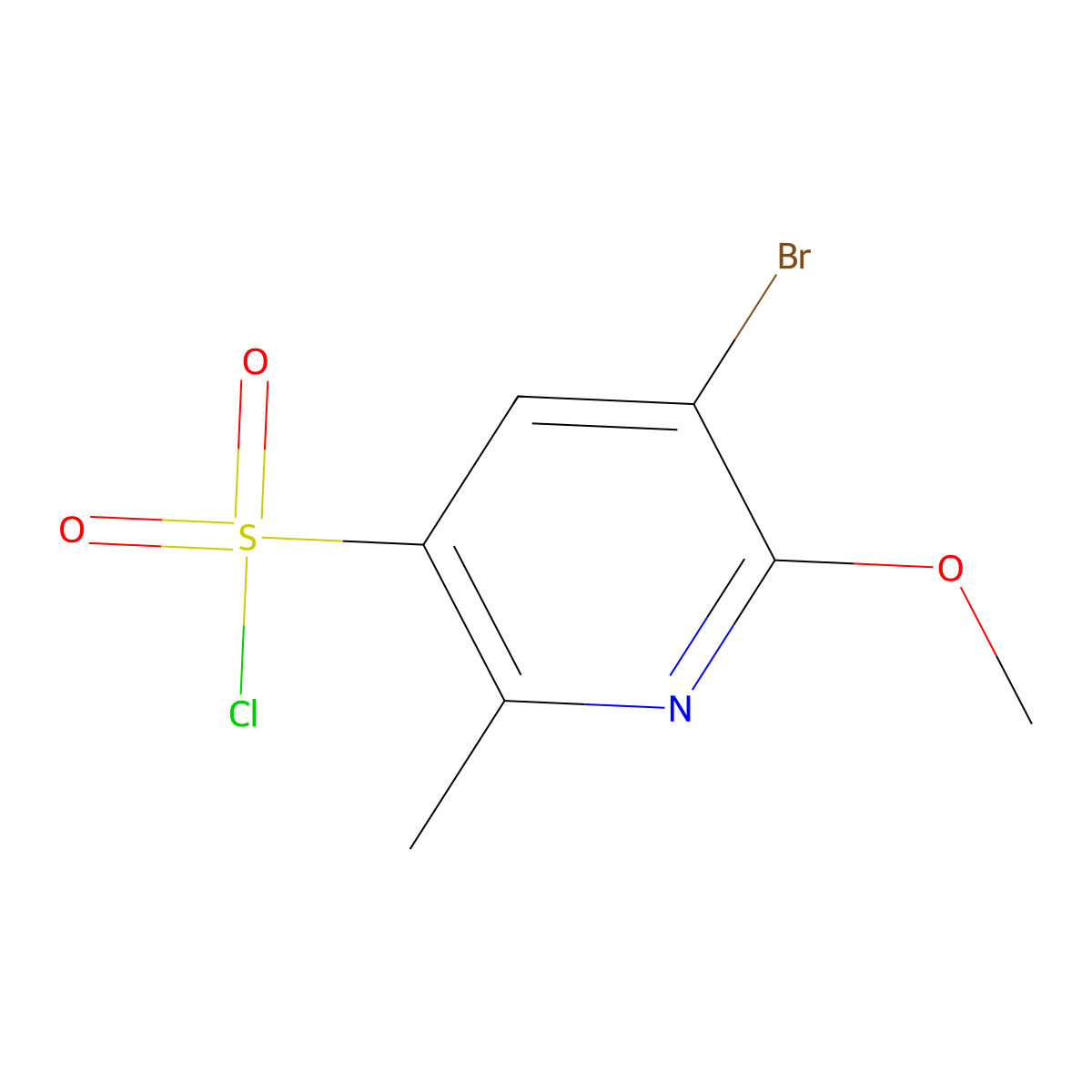 5-Bromo-6-methoxy-2-methylpyridine-3-sulfonyl chloride molecular structure, CAS 2758002-79-6