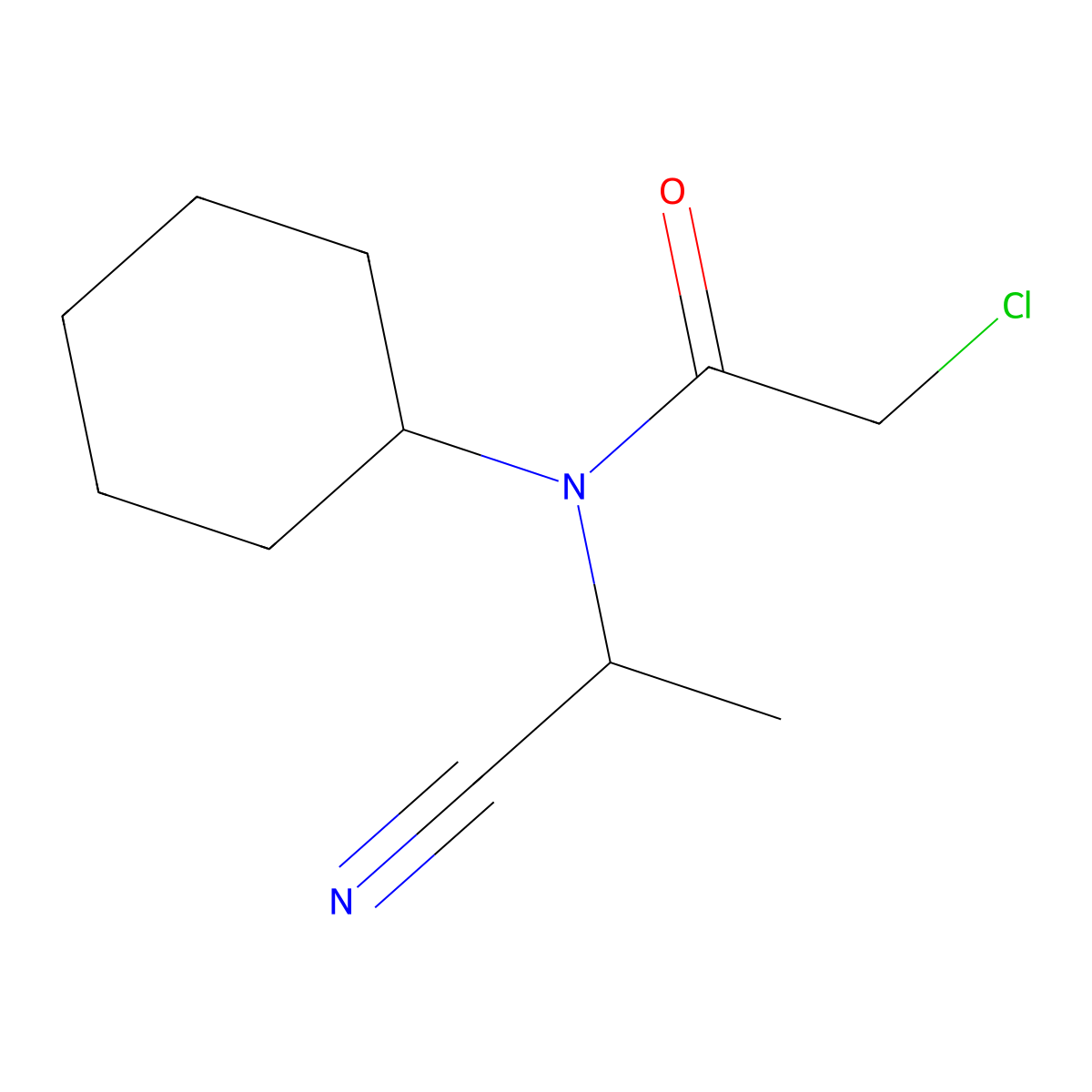 2-chloro-N-(1-cyanoethyl)-N-cyclohexylacetamide molecular structure, CAS 2758002-84-3