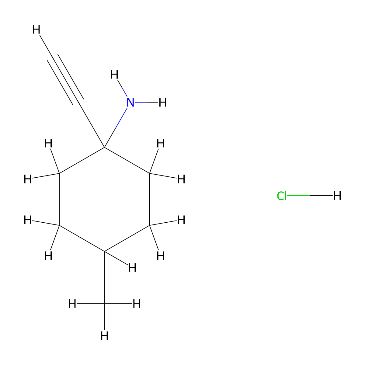 1-Ethynyl-4-methylcyclohexan-1-amine hydrochloride molecular structure, CAS 2758002-85-4
