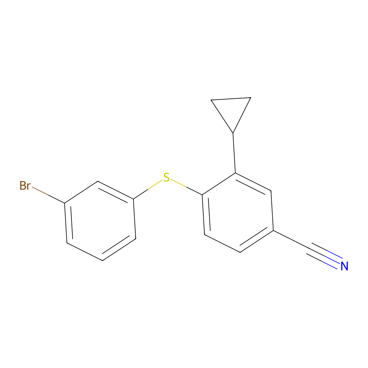 4-[(3-Bromophenyl)sulfanyl]-3-cyclopropylbenzonitrile molecular structure, CAS 2758002-89-8