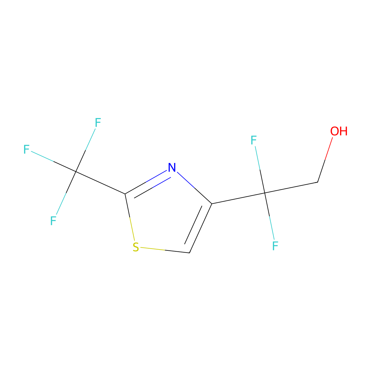 2,2-Difluoro-2-[2-(trifluoromethyl)-1,3-thiazol-4-yl]ethan-1-ol molecular structure, CAS 2758002-90-1