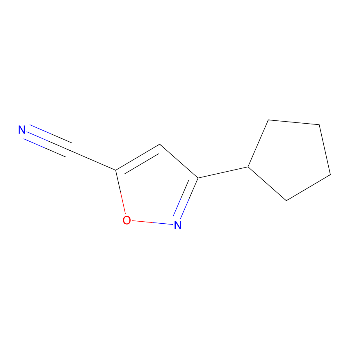3-Cyclopentyl-1,2-oxazole-5-carbonitrile molecular structure, CAS 2758002-93-4