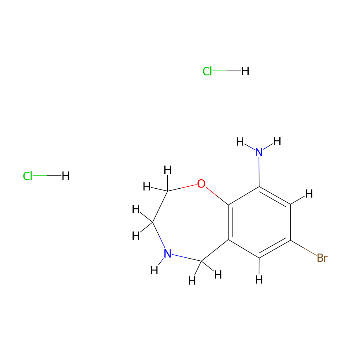 7-Bromo-2,3,4,5-tetrahydro-1,4-benzoxazepin-9-amine dihydrochloride molecular structure, CAS 2758003-06-2