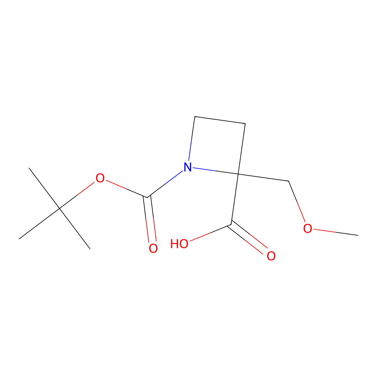 1-[(Tert-butoxy)carbonyl]-2-(methoxymethyl)azetidine-2-carboxylic acid molecular structure, CAS 2758003-12-0