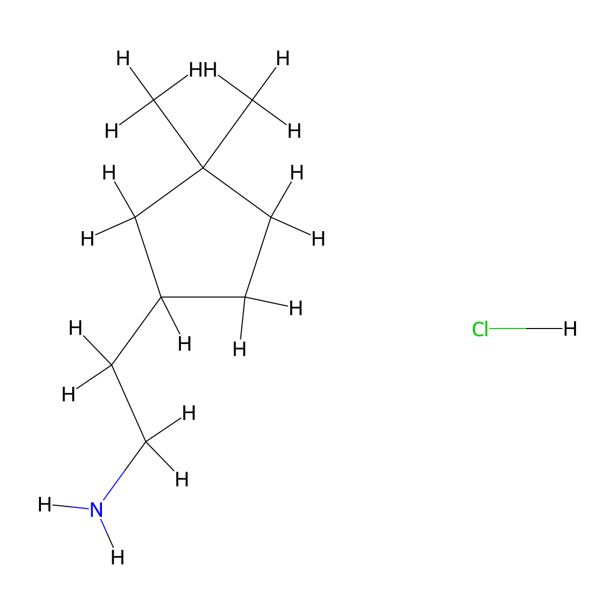 2-(3,3-Dimethylcyclopentyl)ethan-1-amine hydrochloride molecular structure, CAS 2758003-22-2