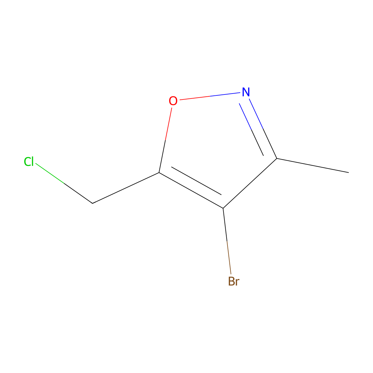 4-Bromo-5-(chloromethyl)-3-methyl-1,2-oxazole molecular structure, CAS 2758003-24-4