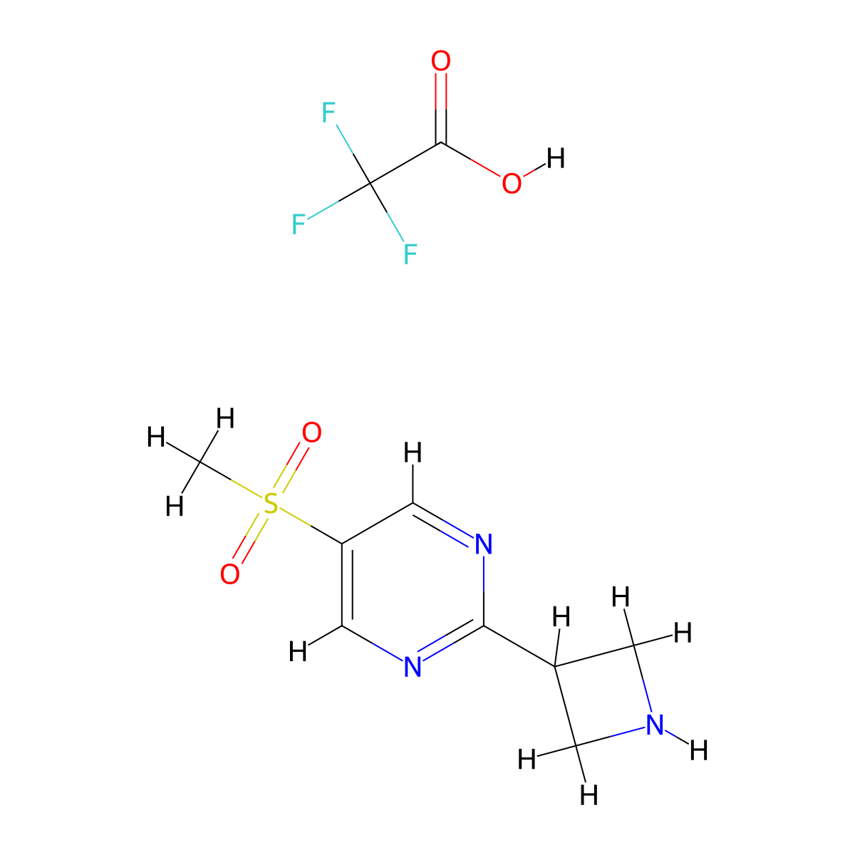 2-(Azetidin-3-yl)-5-methanesulfonylpyrimidine, trifluoroacetic acid molecular structure, CAS 2758003-78-8