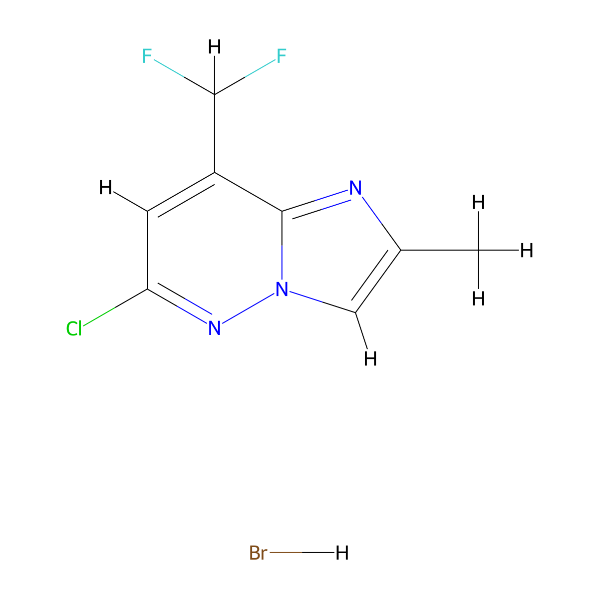 6-Chloro-8-(difluoromethyl)-2-methylimidazo[1,2-b]pyridazine hydrobromide molecular structure, CAS 2758003-79-9