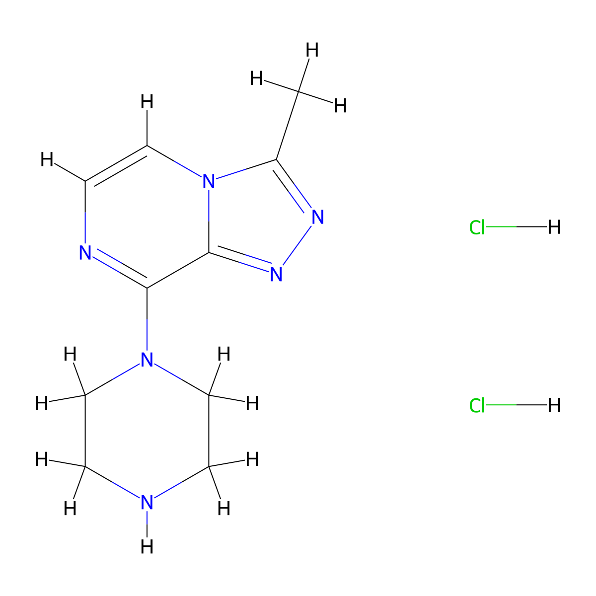 1-{3-Methyl-[1,2,4]triazolo[4,3-a]pyrazin-8-yl}piperazinedihydrochloride molecular structure, CAS 2758003-80-2