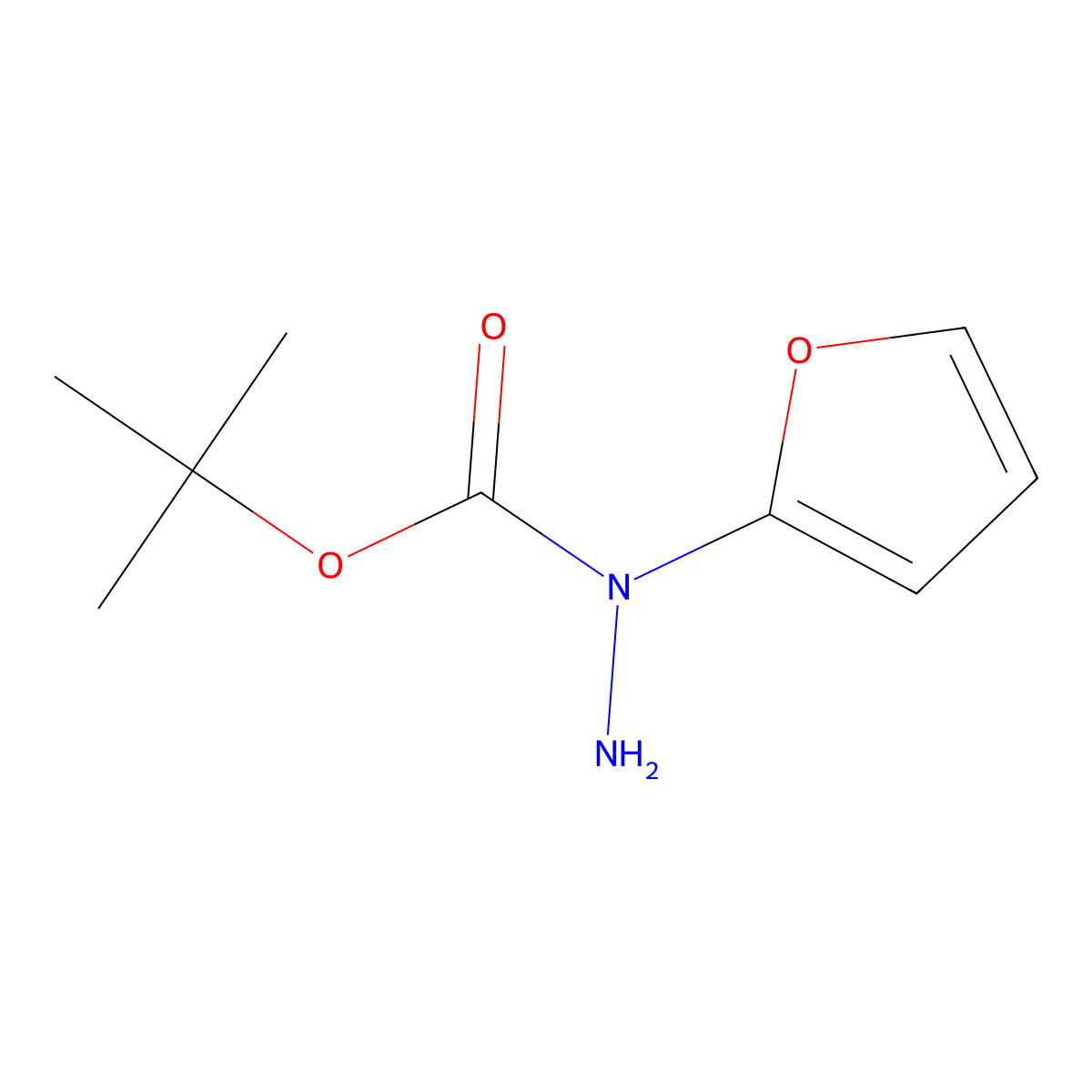 N-(furan-2-yl)(tert-butoxy)carbohydrazide molecular structure, CAS 2758003-82-4