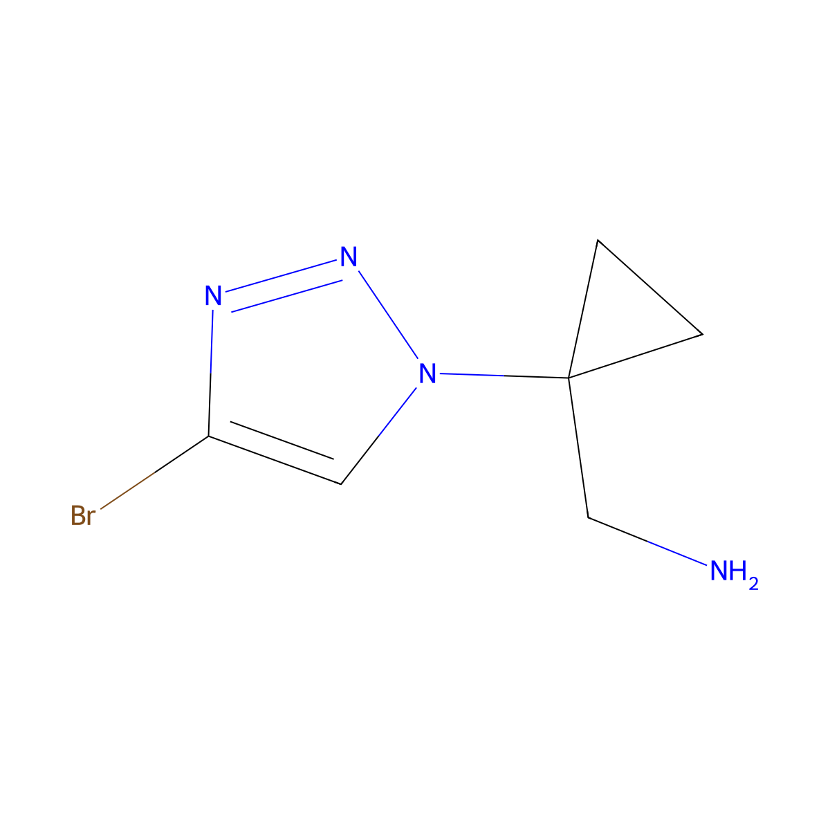 1-[1-(4-bromo-1H-1,2,3-triazol-1-yl)cyclopropyl]methanamine molecular structure, CAS 2758003-84-6
