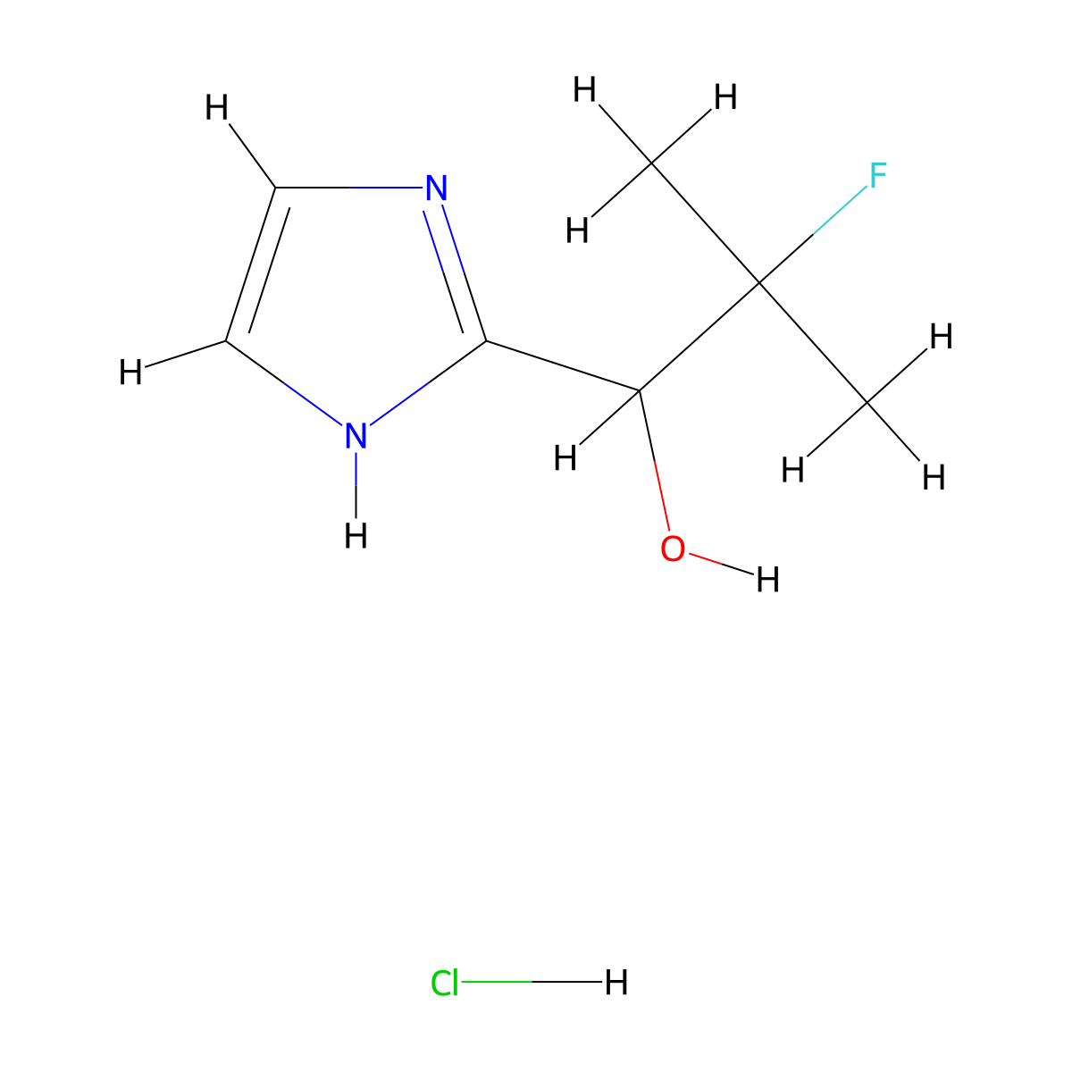 2-fluoro-1-(1H-imidazol-2-yl)-2-methylpropan-1-ol hydrochloride molecular structure, CAS 2758003-85-7