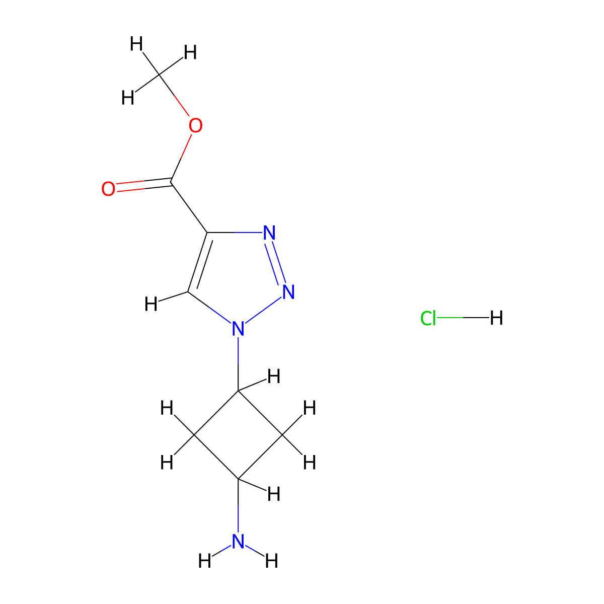 methyl 1-(3-aminocyclobutyl)-1H-1,2,3-triazole-4-carboxylate hydrochloride molecular structure, CAS 2758003-91-5