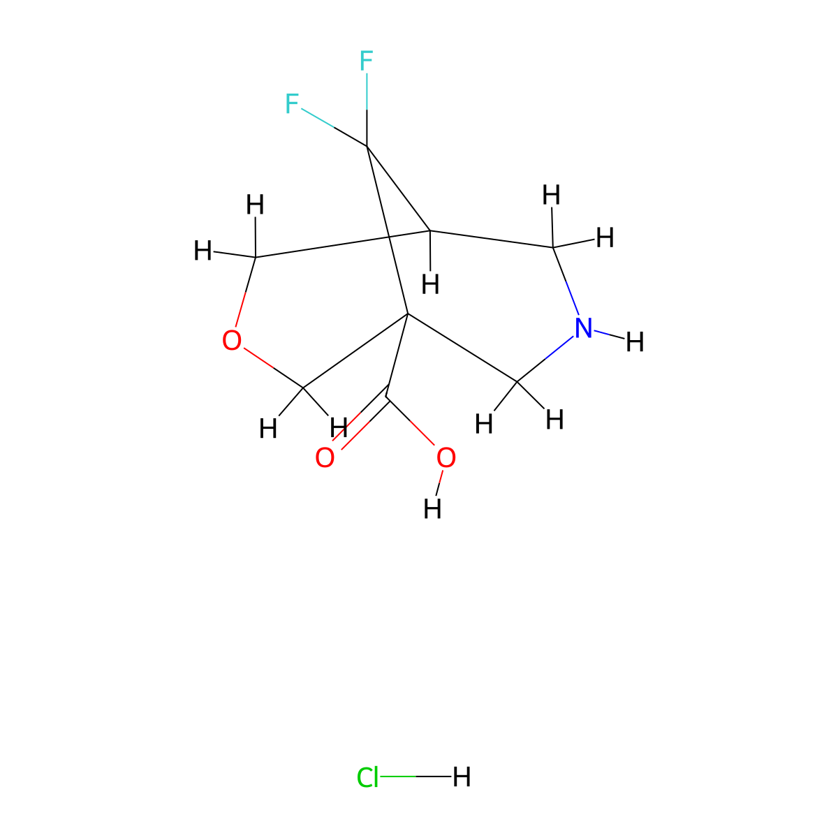 9,9-Difluoro-3-oxa-7-azabicyclo[3.3.1]nonane-1-carboxylicacidhydrochloride molecular structure, CAS 2758004-05-4