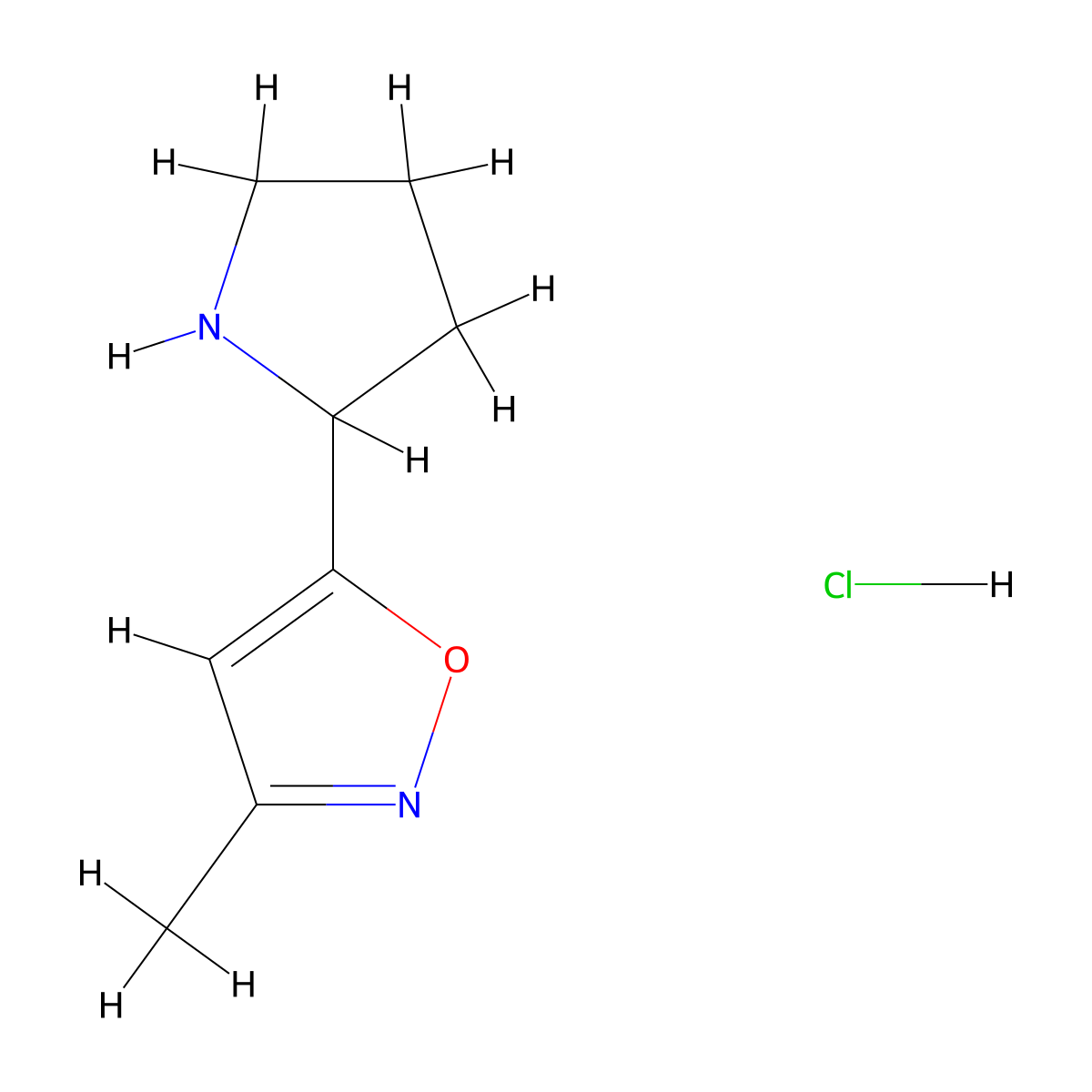 3-Methyl-5-(pyrrolidin-2-yl)-1,2-oxazole hydrochloride molecular structure, CAS 2758004-11-2
