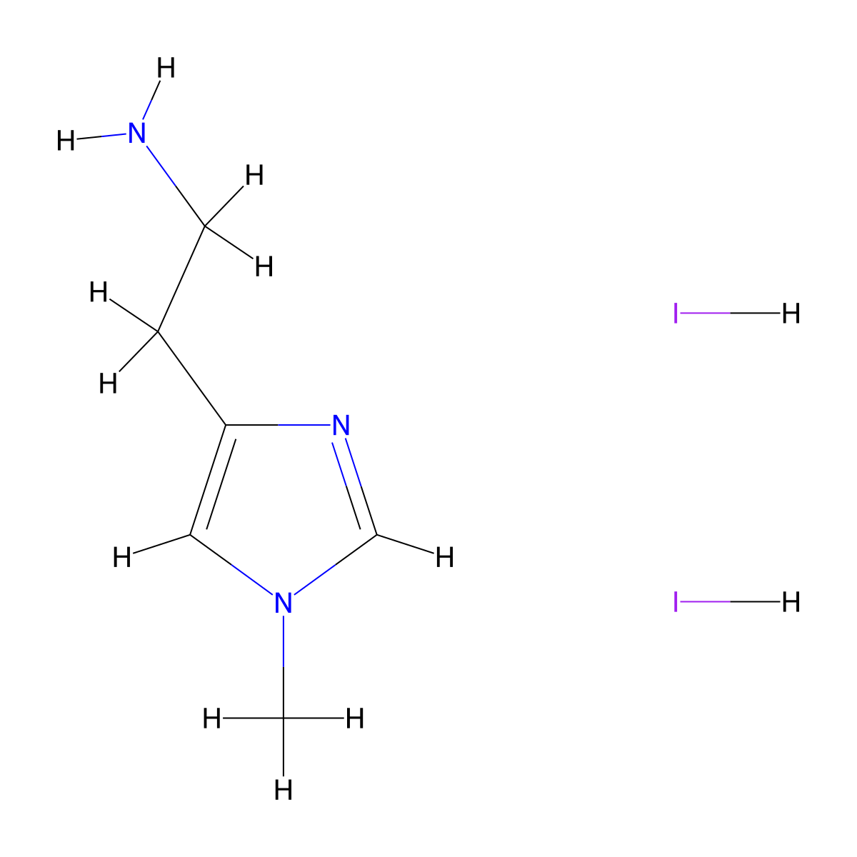 2-(1-methyl-1H-imidazol-4-yl)ethan-1-amine dihydroiodide molecular structure, CAS 2758004-17-8