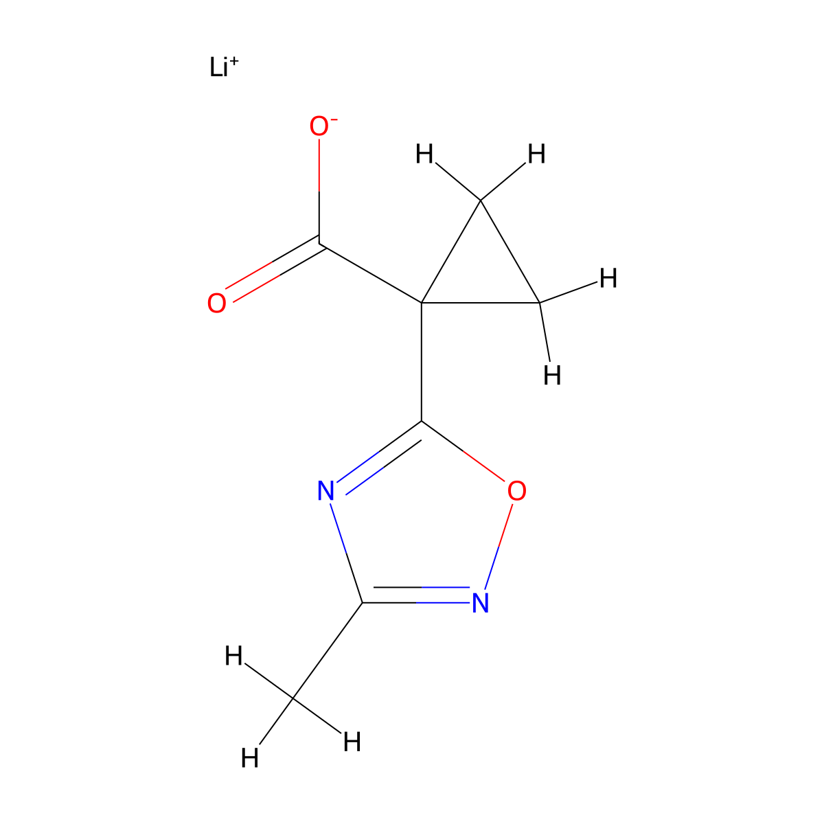 Lithium(1+) 1-(3-methyl-1,2,4-oxadiazol-5-yl)cyclopropane-1-carboxylate molecular structure, CAS 2758004-23-6
