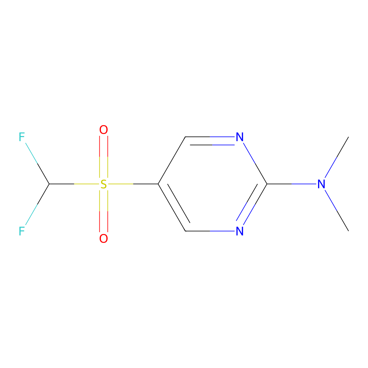 5-difluoromethanesulfonyl-N,N-dimethylpyrimidin-2-amine molecular structure, CAS 2758004-30-5