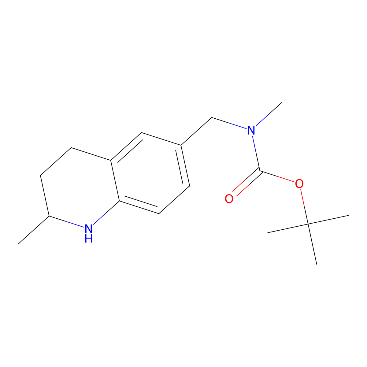 tert-butylN-methyl-N-[(2-methyl-1,2,3,4-tetrahydroquinolin-6-yl)methyl]carbamate molecular structure, CAS 2758004-33-8