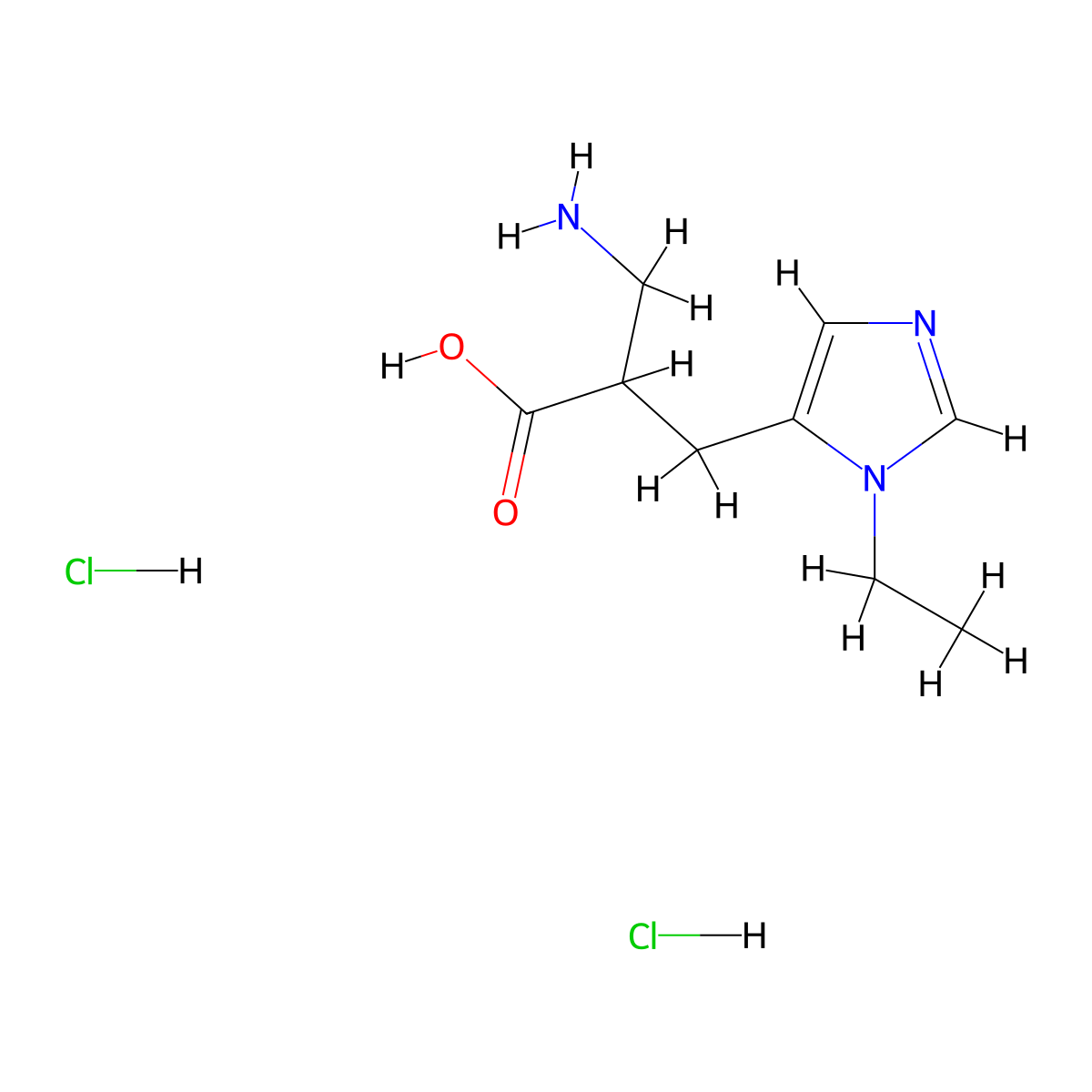 3-amino-2-[(1-ethyl-1H-imidazol-5-yl)methyl]propanoic acid dihydrochloride molecular structure, CAS 2758004-34-9